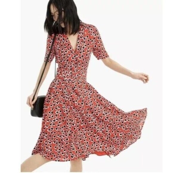J CREW RED MIDI HEART SHIRT DRESS SZ 12 - Picture 3 of 11
